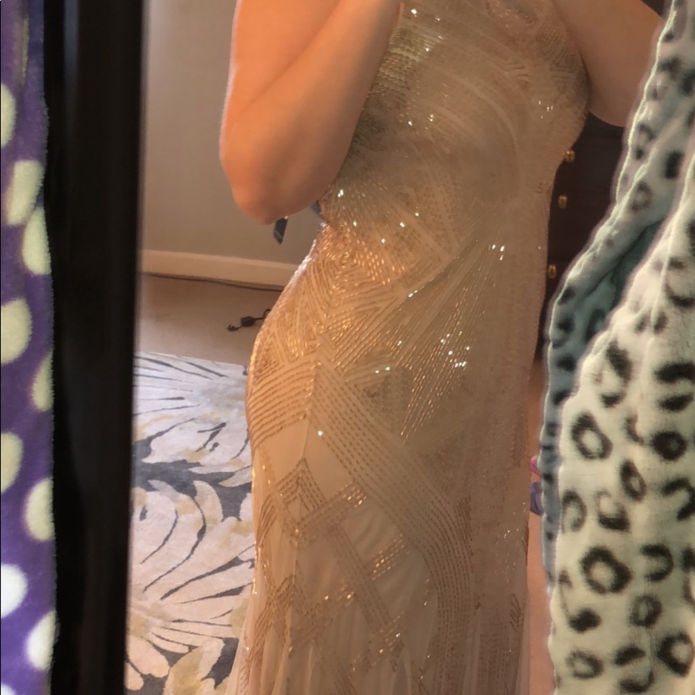 Champagne Adrianna Papell formal dress